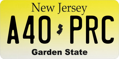 NJ license plate A40PRC
