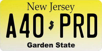 NJ license plate A40PRD