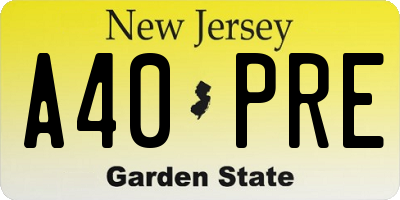 NJ license plate A40PRE