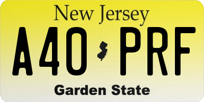 NJ license plate A40PRF