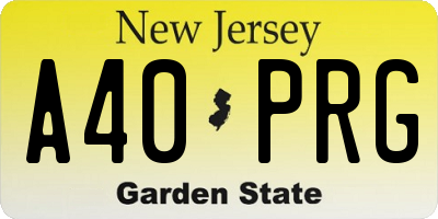 NJ license plate A40PRG