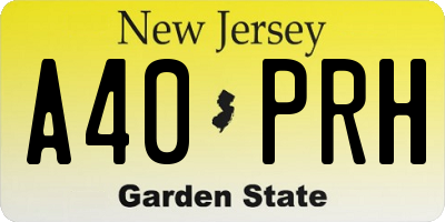 NJ license plate A40PRH