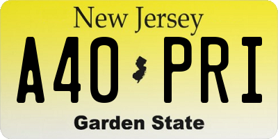 NJ license plate A40PRI