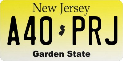 NJ license plate A40PRJ