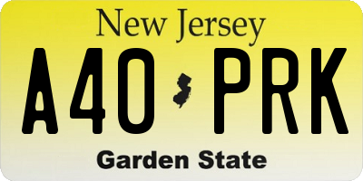 NJ license plate A40PRK