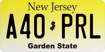 NJ license plate A40PRL
