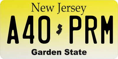 NJ license plate A40PRM