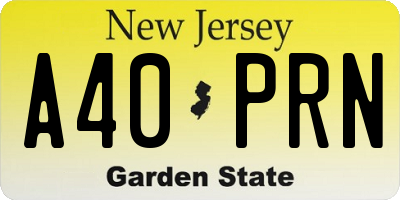 NJ license plate A40PRN