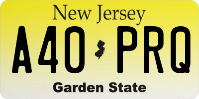 NJ license plate A40PRQ