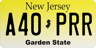 NJ license plate A40PRR