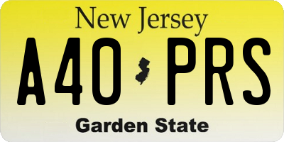 NJ license plate A40PRS