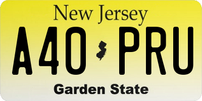 NJ license plate A40PRU