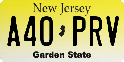 NJ license plate A40PRV