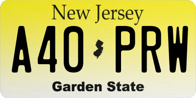 NJ license plate A40PRW