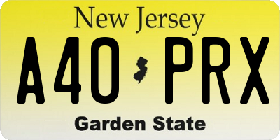 NJ license plate A40PRX