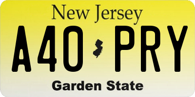 NJ license plate A40PRY