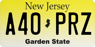 NJ license plate A40PRZ