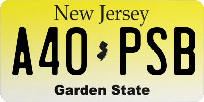 NJ license plate A40PSB