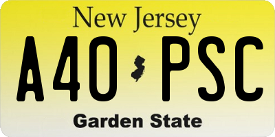 NJ license plate A40PSC