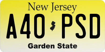 NJ license plate A40PSD