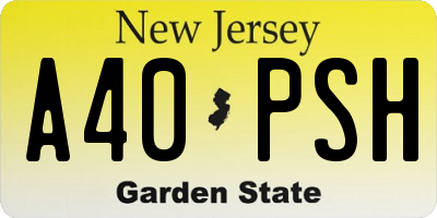 NJ license plate A40PSH