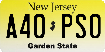 NJ license plate A40PSO
