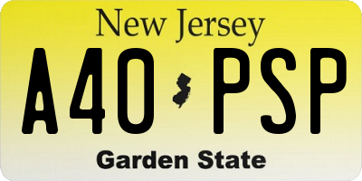NJ license plate A40PSP