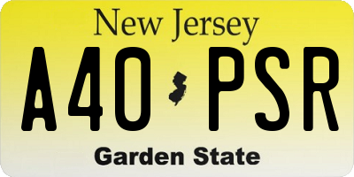 NJ license plate A40PSR
