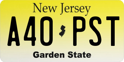 NJ license plate A40PST
