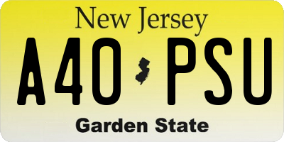 NJ license plate A40PSU