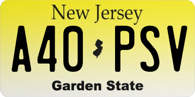 NJ license plate A40PSV
