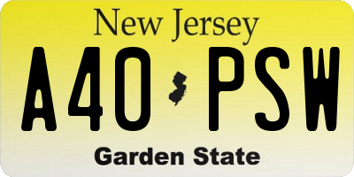 NJ license plate A40PSW