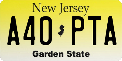 NJ license plate A40PTA