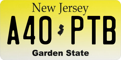 NJ license plate A40PTB
