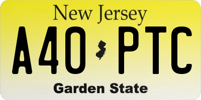 NJ license plate A40PTC