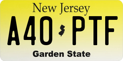 NJ license plate A40PTF