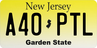 NJ license plate A40PTL