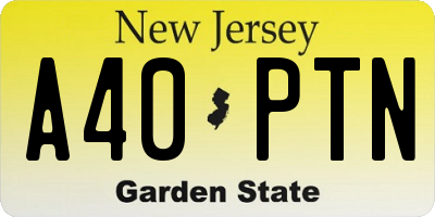 NJ license plate A40PTN