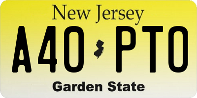 NJ license plate A40PTO