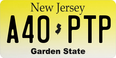 NJ license plate A40PTP