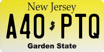 NJ license plate A40PTQ