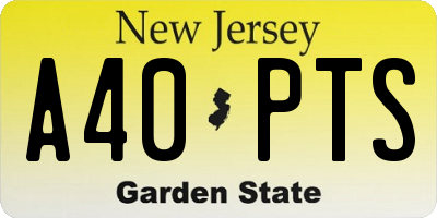 NJ license plate A40PTS
