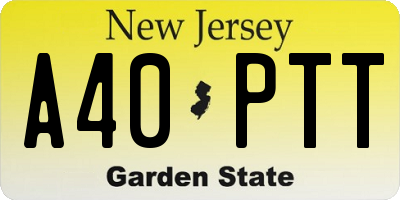NJ license plate A40PTT