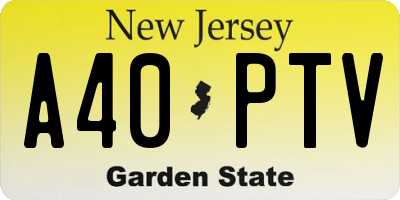 NJ license plate A40PTV