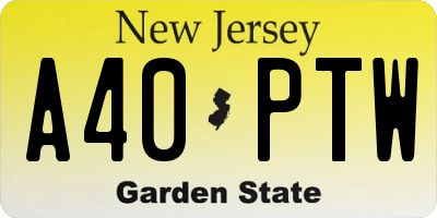 NJ license plate A40PTW