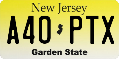 NJ license plate A40PTX