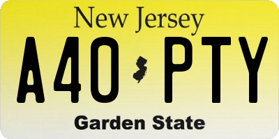 NJ license plate A40PTY