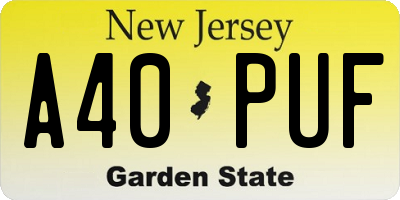 NJ license plate A40PUF