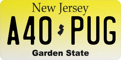 NJ license plate A40PUG