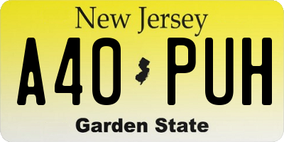 NJ license plate A40PUH